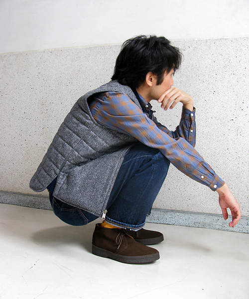 FUJITO（フジト） B.D シャツ（オレンジ×ブルー）