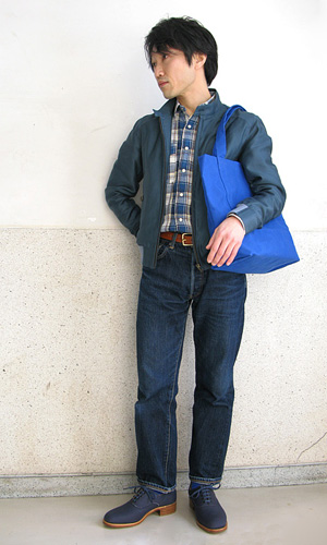 FUJITO（フジト） L/S ウエスタンシャツ（ブルー×ホワイトチェック）