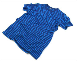 FilMelange（フィルメランジェ）「JEAN」　ボーダーポケットTシャツ（ライトブルー×ネイビーブルー）