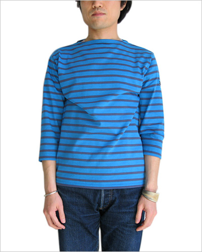 SAINT JAMES (セント ジェームス)MORLAIX 3/4 ボーダーカットソー(スチールブルー×ブルー紫)