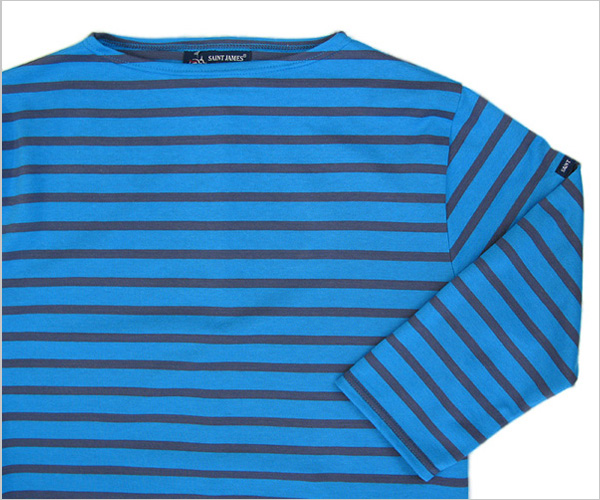 SAINT JAMES (セント ジェームス)MORLAIX 3/4 ボーダーカットソー(スチールブルー×ブルー紫)