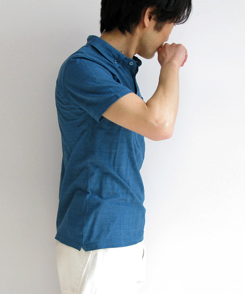 LOLO（ロロ）スモーキー鹿の子 B.D 半袖Tシャツ（ブルー）