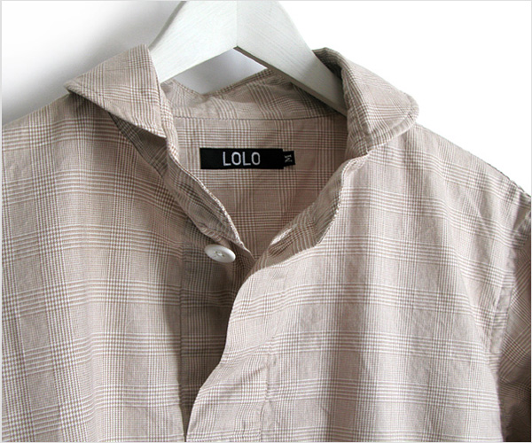 LOLO（ロロ）定番プルオーバー型 グレンチェックシャツ（ベージュ）