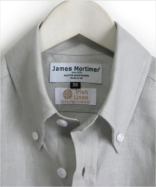 James Mortimer（ジェームスモルティマー）アイリッシュリネン ボタンダウンシャツ（ピュアグレー）