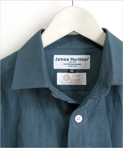 James Mortimer（ジェームスモルティマー）アイリッシュリネン レギュラーカラーシャツ（シーフォーム）