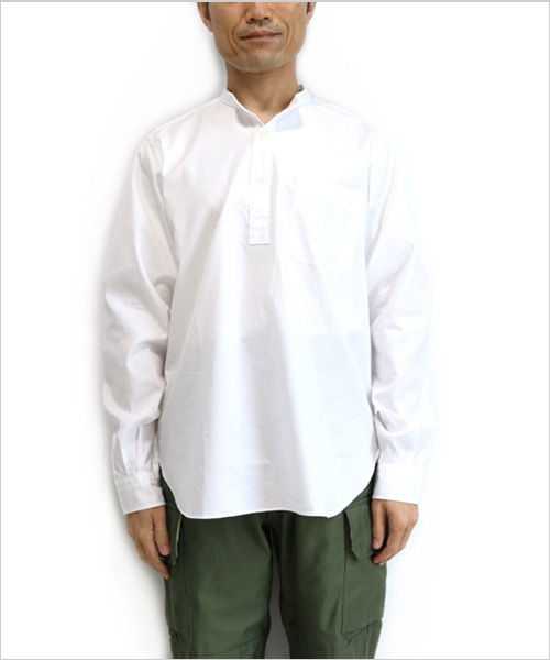ARAN（アラン）“POBC” プルオーバーバンドカラーシャツ（ホワイト）