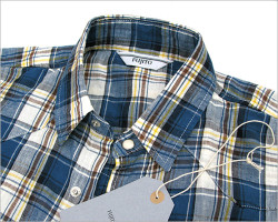 FUJITO（フジト） L/S ウエスタンシャツ（ブルー×ホワイトチェック）