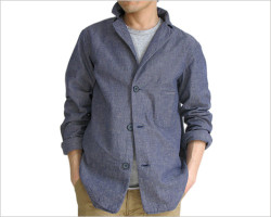 LOLO（ロロ）シャンブレー ノッチドカラーシャツ（ブルー）