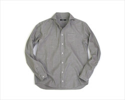 LOLO（ロロ）ハーフカラー スラブダンガリーシャツ（ライトグレー）