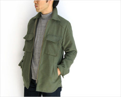 FUJITO（フジト） ジップアップ シャツジャケット（カーキ／オリーブ）
