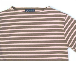 SAINT JAMES （セント ジェームス）OUESSANT ボーダーカットソー（杢ベージュ×ライトピンク）