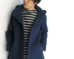 SAINT JAMES （セント ジェームス）圧縮ウール ボーダーニット（チャコールグレー×生成り）