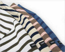 SAINT JAMES （セント ジェームス）OUESSANT ボーダーカットソー（ホワイト×アーミーグリーン）