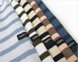 SAINT JAMES (セント ジェームス)OUESSANT ボーダーカットソー(水色×サックスブルー)