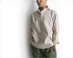 LOLO(ロロ)定番プルオーバー型 グレンチェックシャツ(ベージュ)