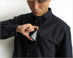 nisica（ニシカ）スモールカラーシャツ（ネイビー）