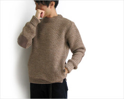 LE TRICOT DE LA MER（ル トリコ ドゥ ラ メール）ハニカム クループルオーバー with ポケット（フェンランド ネップ）