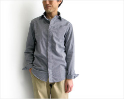 LOLO（ロロ）定番比翼ギンガムシャツ（ネイビー）