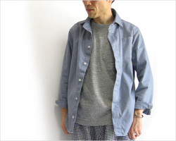 LOLO（ロロ）定番比翼シャツ（ブルーグレー）