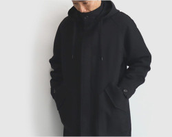 comm. arch.（コム・アーチ）ウールコットン フーデッドコート