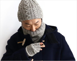 BLACK SHEEP（ブラックシープ）ケーブル ワッチキャップ＆フィンガーレス グローブ