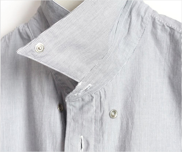 FUJITO(フジト)スナップ ボタンダウンシャツ(チャコールストライプ)