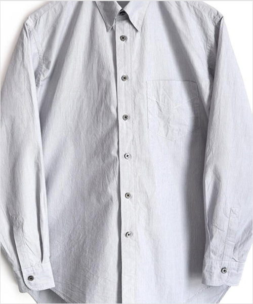 FUJITO(フジト)スナップ ボタンダウンシャツ(チャコールストライプ)