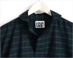 LOLO LIKE（ロロライク）定番プルオーバービックシャツ チェック（グリーン系）
