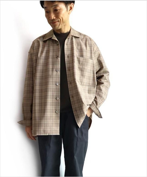 PERS PROJECTS（パース プロジェクト）OLIVER L/S WD FIT SHIRTS（ベージュチェック）