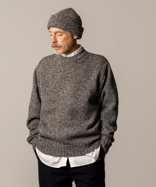 FUJITO(フジト)C/N ニットセーター(ミックスブラック)