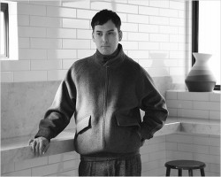 comm. arch.（コム・アーチ）ヴィクトリアンウール ハリントンジャケット（ブラック）