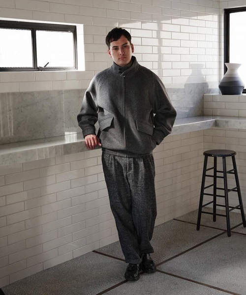comm. arch.（コム・アーチ）ウール×リネンツイード トラウザーズ（ダークグレーミックス）