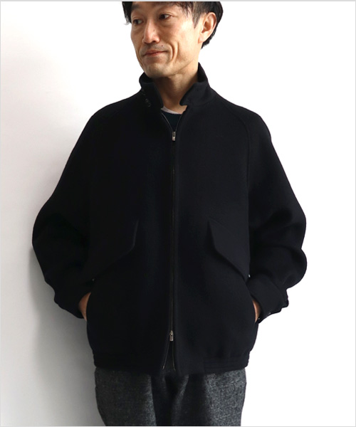 comm. arch.（コム・アーチ）ヴィクトリアンウール ハリントンジャケット（ブラック）