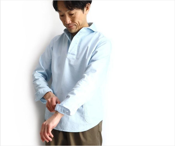 LOLO（ロロ）定番プルオーバーシャツ（サックス）