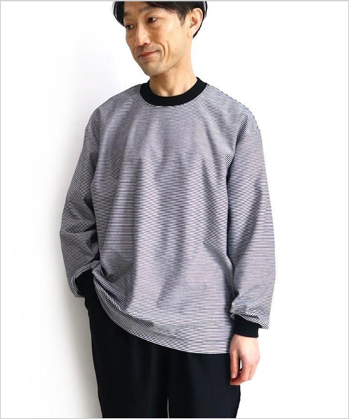 PERS PROJECTS（パース プロジェクト）VICTOR L/S BLIND BORDER TEE（ブラック×ホワイト）