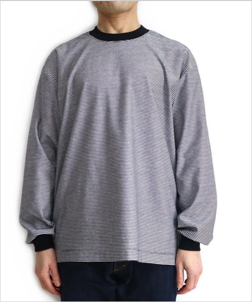 PERS PROJECTS(パース プロジェクト)VICTOR L/S BLIND BORDER TEE(ブラック×ホワイト)