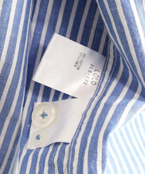 LOLO LIKE（ロロライク）定番プルオーバービックシャツ 綿麻ストライプ（ブルー）