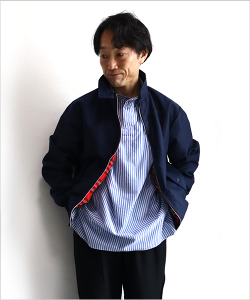 LOLO LIKE（ロロライク）定番プルオーバービックシャツ 綿麻ストライプ（ブルー）