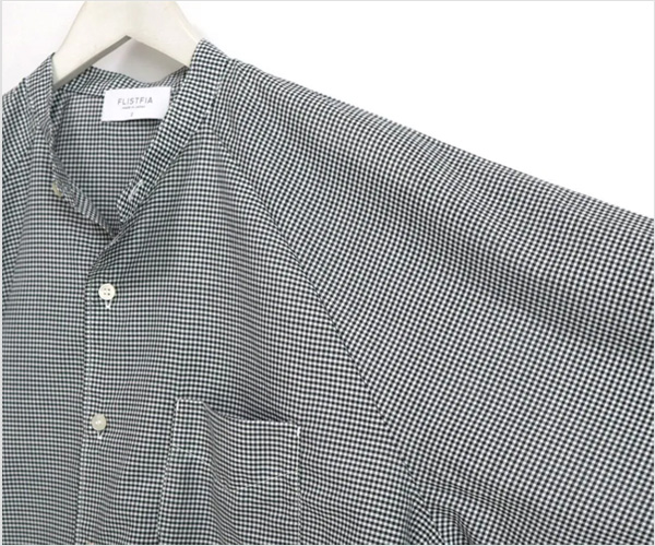 FLISTFIA(フリストフィア)オーバーサイズド バンドカラーシャツ(ホワイト×ブラック)