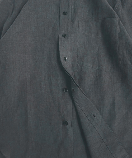 comm. arch.（コム・アーチ）フレンチリネンローン B.D.シャツ（ダークグレー/Faded Mid.Gray）