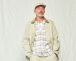 FUJITO（フジト）ヘンリーネックシャツ（ベージュチェック）