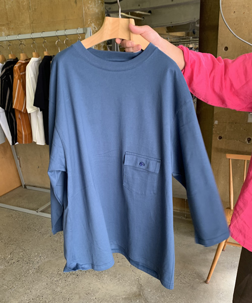 EEL Products(イール プロダクツ)陶器釦のポケTEE 3/4(ブルー)