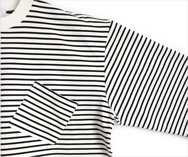 FLISTFIA（フリストフィア）1/2スリーブ サイドスリット Tシャツ（ホワイト×ブラック）