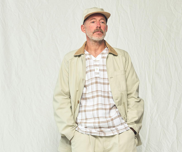 FUJITO（フジト）ヘンリーネックシャツ（ベージュチェック）